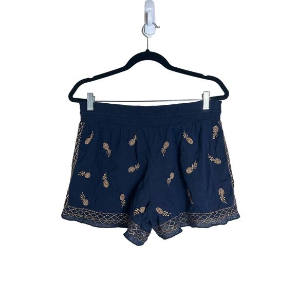 J. Crew Women's Navy Metallic Gold Pineapple Drawstring Casual Shorts Small - Picture 2 of 12